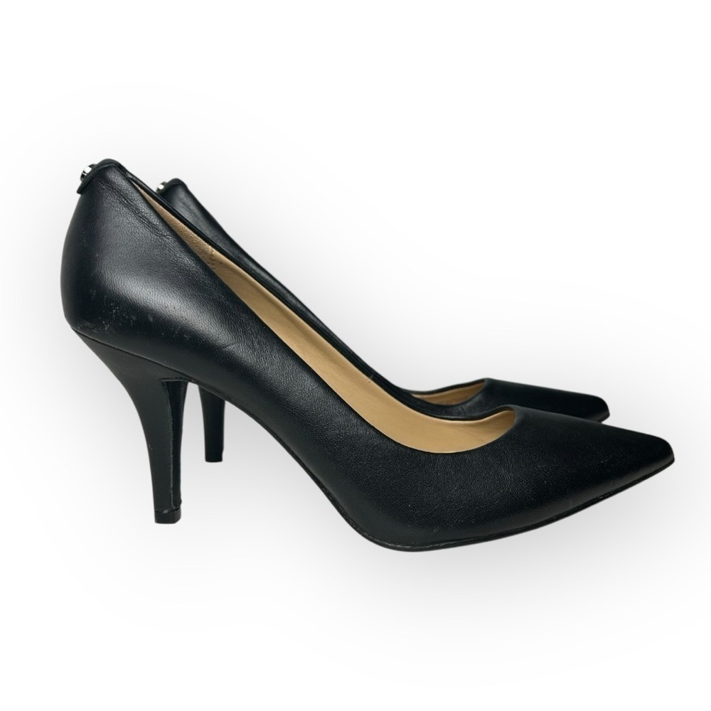 Michael Kors Dorothy Black Leather Pumps Pointed Toe High Heels 7.5